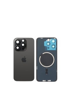 Back Glass Cover For iPhone 15 Pro Plus Rear Case Door Housing with Wireless Flex Cable Metal Plate Replacement