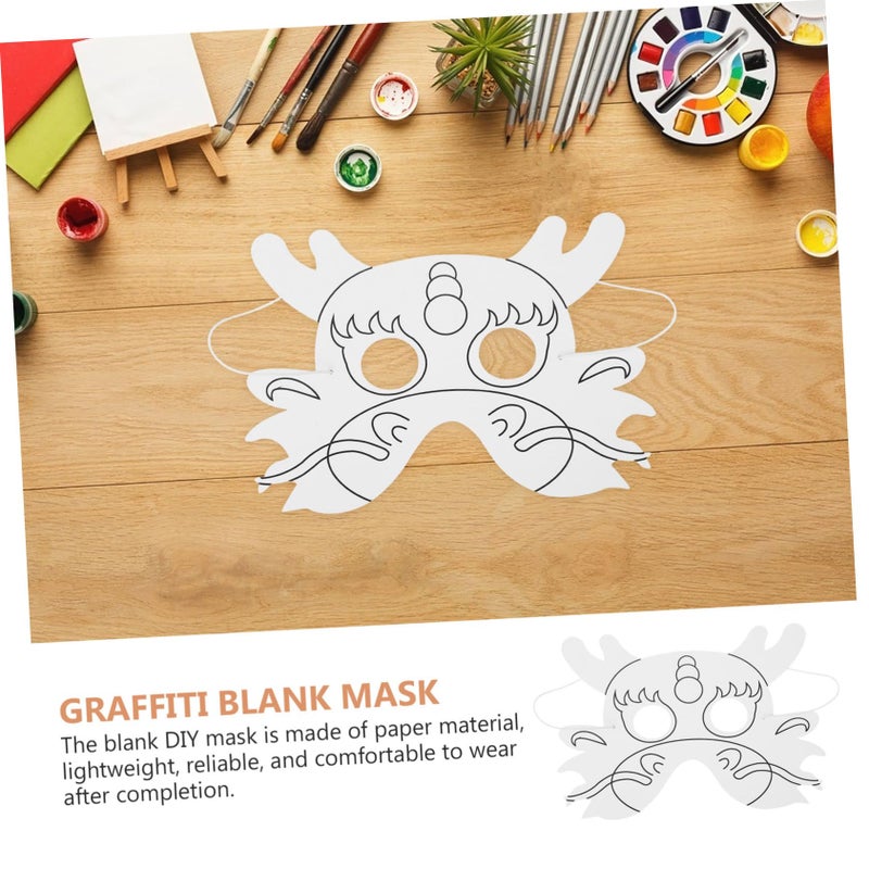 6 Pack Unfinished Paintable Masquerade Masks DIY Blank Paper Crafts With Elastic String For Parties - Image 4