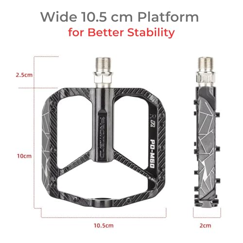Yellowfin Ultralight Aluminium Alloy Mountain Bike Pedals with 3 Sealed Bearings, Anti-Slip Platform, Lightweight 157g MTB Bicycle Pedal Set, Durable Flat Pedals for MTB, Road, Hybrid & City Bikes-M60 - Image 2