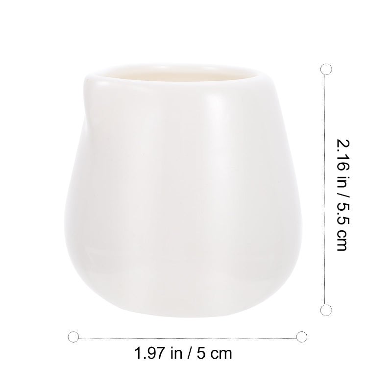 White Ceramic Milk Pitchers and Sauce Cups 4 Pcs Medium Multipurpose Frothing Jugs - Image 3