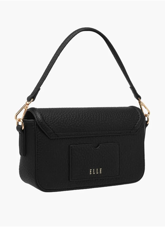 ELLE Women Monogram Accent Crossbody Bag with Detachable Strap and Flap Closure