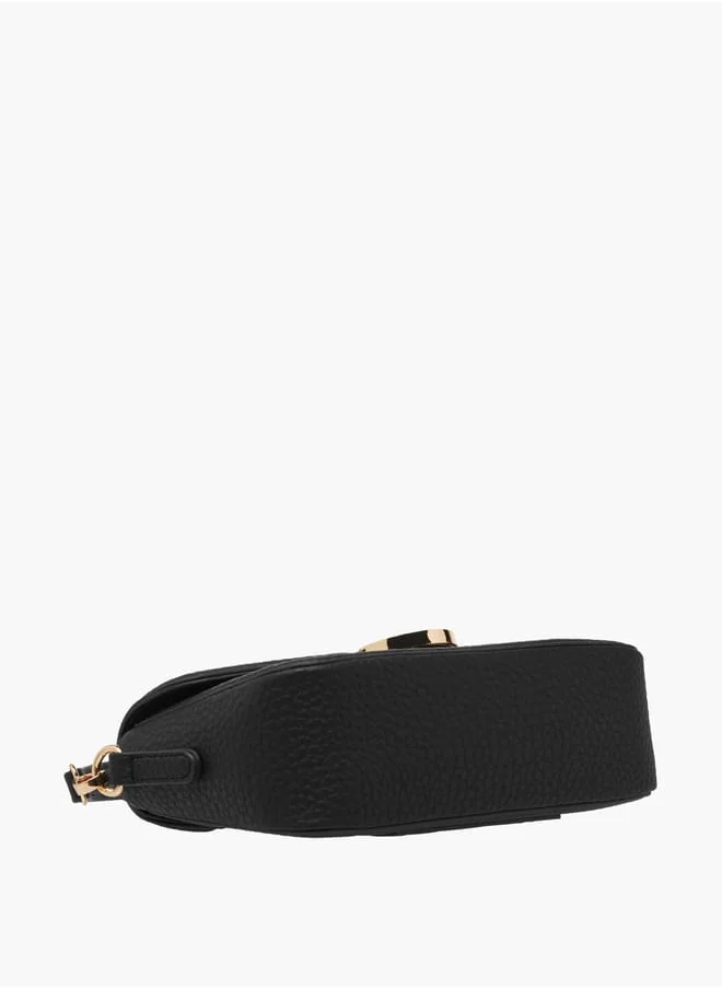 ELLE Women Monogram Accent Crossbody Bag with Detachable Strap and Flap Closure
