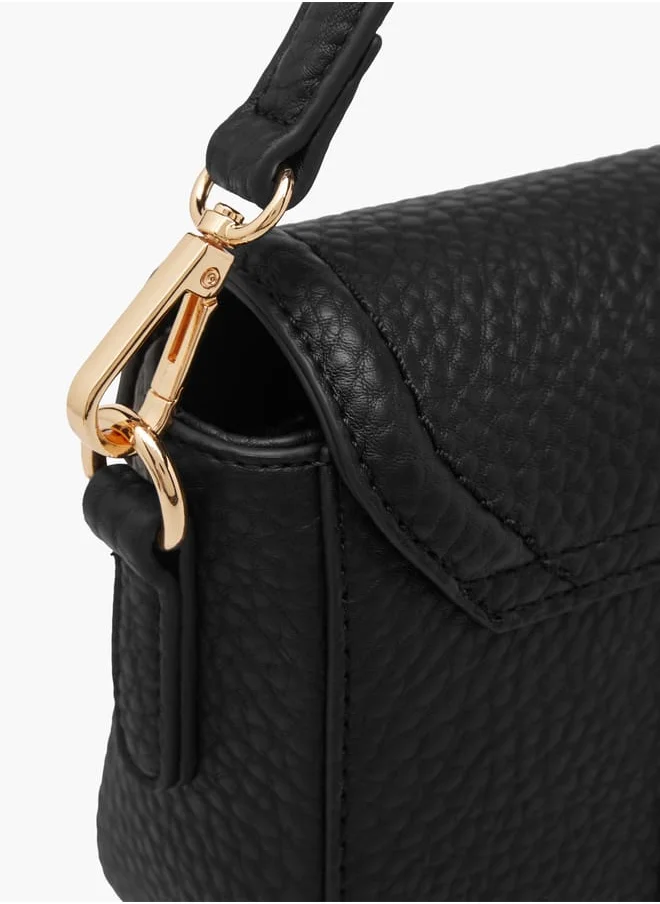 ELLE Women Monogram Accent Crossbody Bag with Detachable Strap and Flap Closure