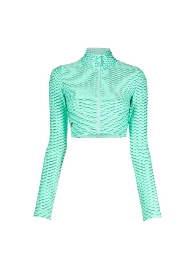 Tessitura Crop zipper top 3D - Light Green - Image 2