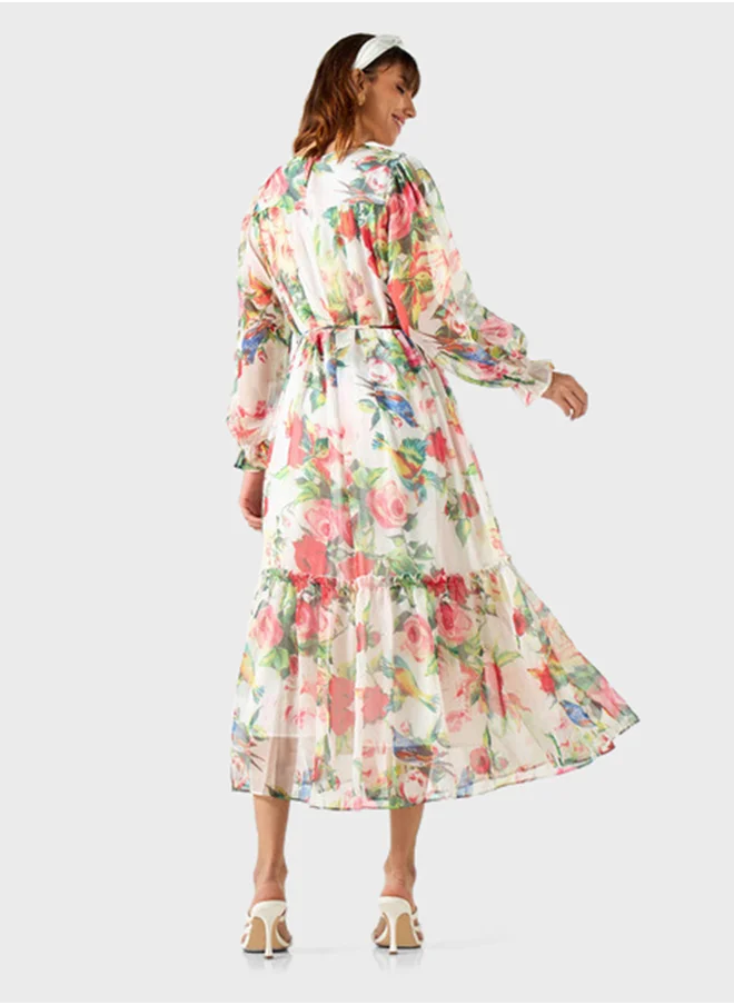 تواكستريمز All Over Printed Tiered Dress