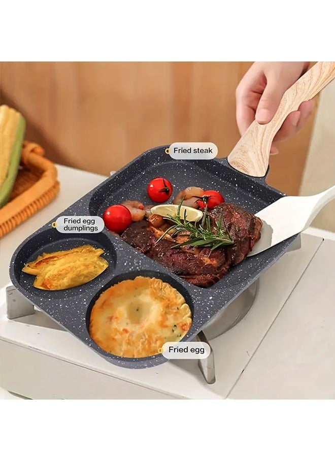 مقلاة غير لاصقة متعددة الوظائف مع ثلاثة أقسام - مثالية للإفطار، الفطائر، البيض والمزيد - متينة وسهلة التنظيف - Image 3