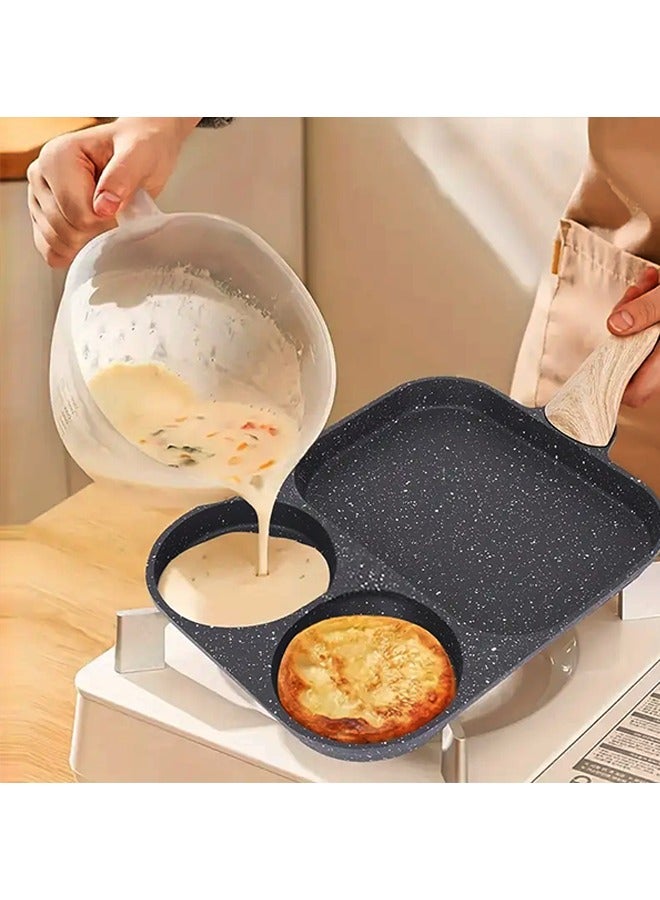 مقلاة غير لاصقة متعددة الوظائف مع ثلاثة أقسام - مثالية للإفطار، الفطائر، البيض والمزيد - متينة وسهلة التنظيف - Image 4