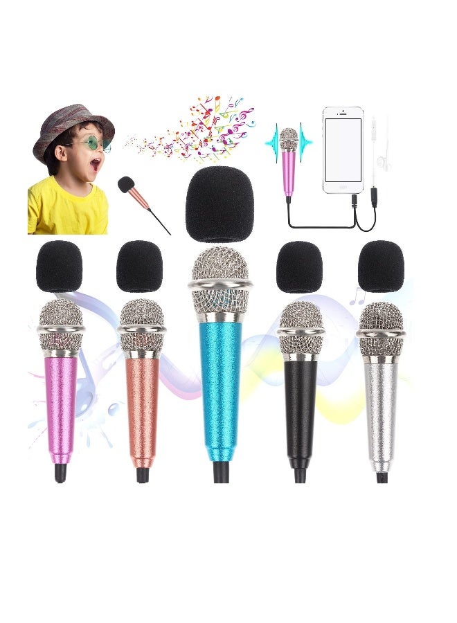 Mini Microphone Karaoke Tiny Singing Mic Equipment for Voice Recording Interviews Speeches 3.5mm Audio Connector Suitable for Laptop Cellphone Phone 5PCS - Image 1