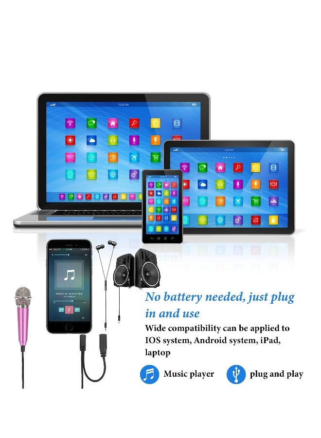 Mini Microphone Karaoke Tiny Singing Mic Equipment for Voice Recording Interviews Speeches 3.5mm Audio Connector Suitable for Laptop Cellphone Phone 5PCS - Image 3