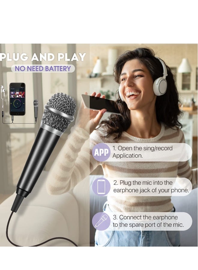 Mini Microphone Karaoke Tiny Singing Mic Equipment for Voice Recording Interviews Speeches 3.5mm Audio Connector Suitable for Laptop Cellphone Phone 5PCS - Image 5