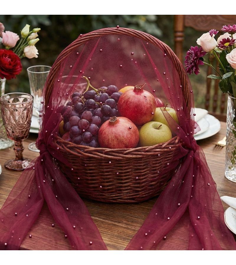 Pearl Gauze Curtain Gift Party Bag Mesh Wrap 3 Piece 101x75cm 39.76x29.5inch Wedding Decor Celebration New Year Photobooth Prop - Image 5