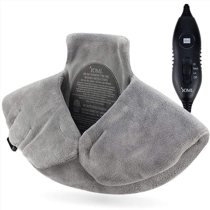 DMI DMI Heating Pad for Headache Neck Shoulder  Back Pain Relief FSA and HSA Eligible Heated Wrap to Relieve Tension with 3 Heat Settings Auto Shutoff Gray 18 X 15 Medium 