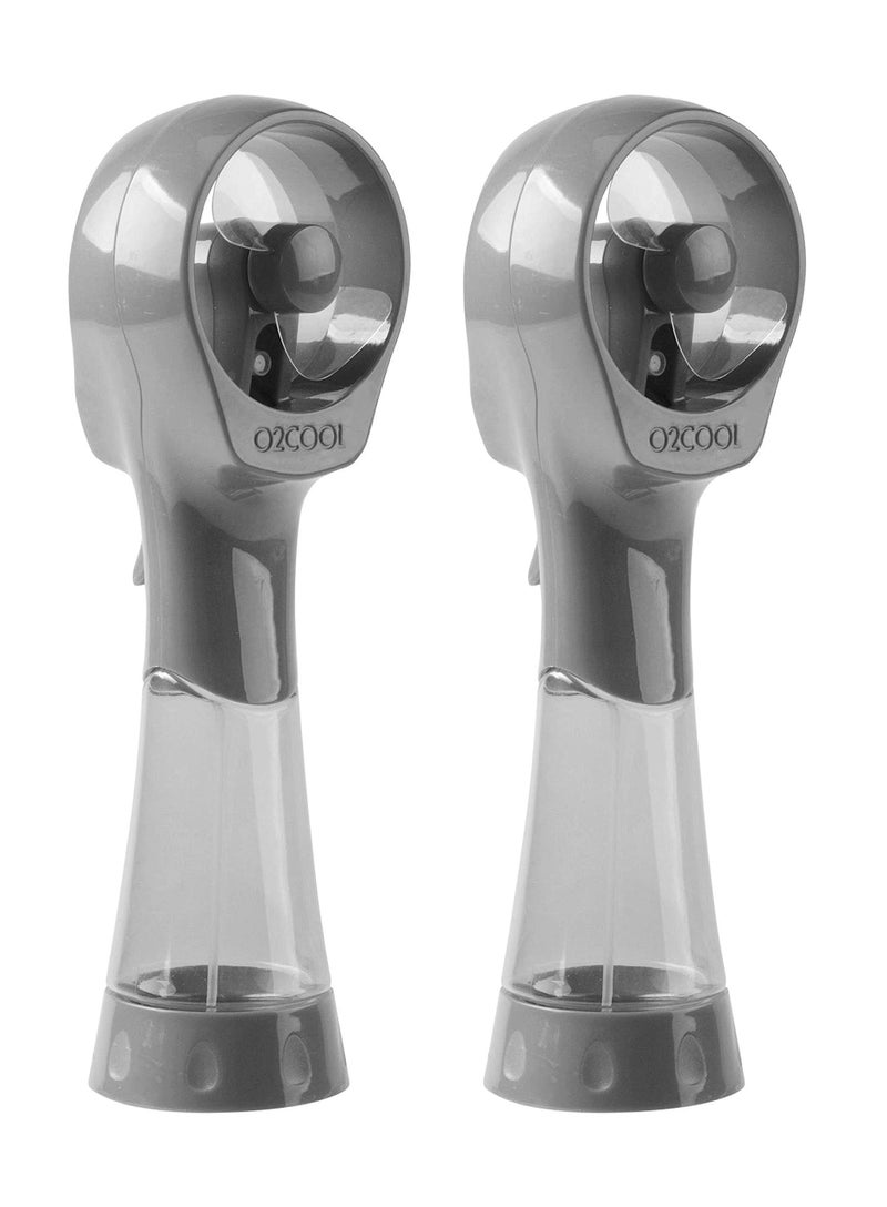 O2COOL 2 Pack Elite Battery Powered Handheld Water Misting Fans (Grey) - Image 1