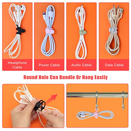 Catcan 24 PCS Silicone Cable Ties, Catcan Reusable Cord Ties for Electrical Cords, Multipurpose Elastic Cord Organizer Straps for Bundling Fastening Charging Cords Earphone Cable (6 Colors) - Image 4