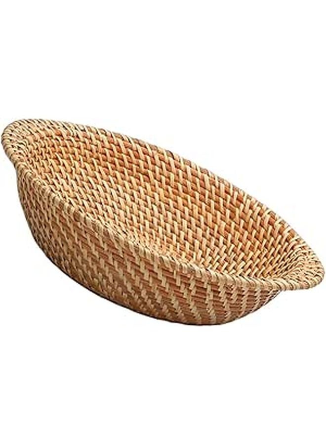 Rattan Storage Basket Candy Fruit Serving Tray Home Decor Wicker Tray - Image 1