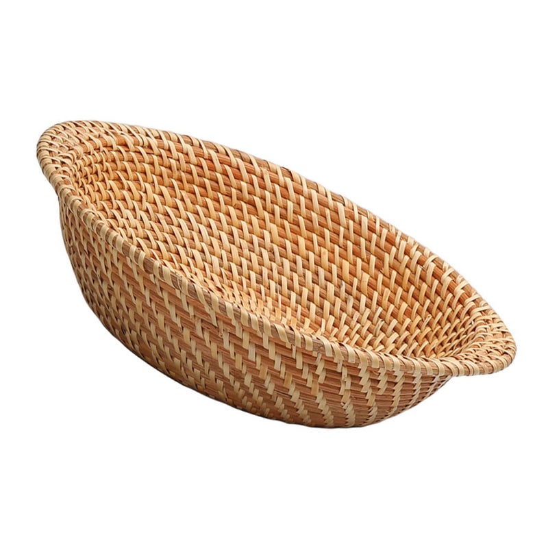 Rattan Storage Basket Candy Fruit Serving Tray Home Decor Wicker Tray - Image 2