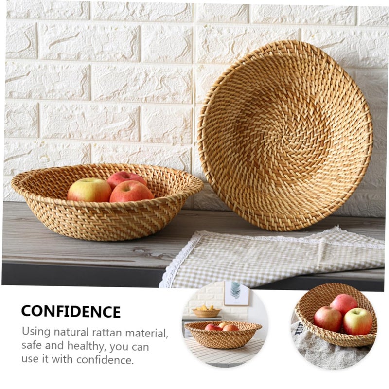 Rattan Storage Basket Candy Fruit Serving Tray Home Decor Wicker Tray - Image 4