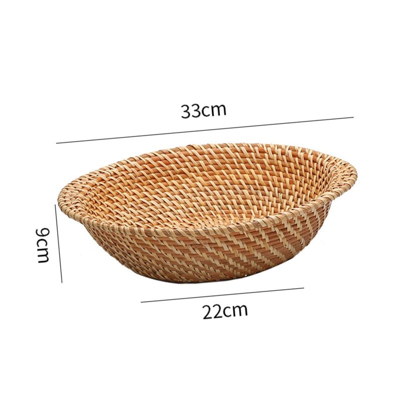 Rattan Storage Basket Candy Fruit Serving Tray Home Decor Wicker Tray - Image 3