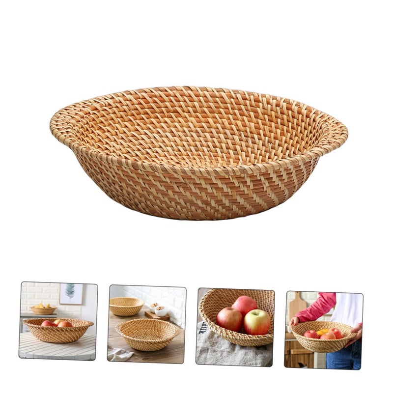 Rattan Storage Basket Candy Fruit Serving Tray Home Decor Wicker Tray - Image 5