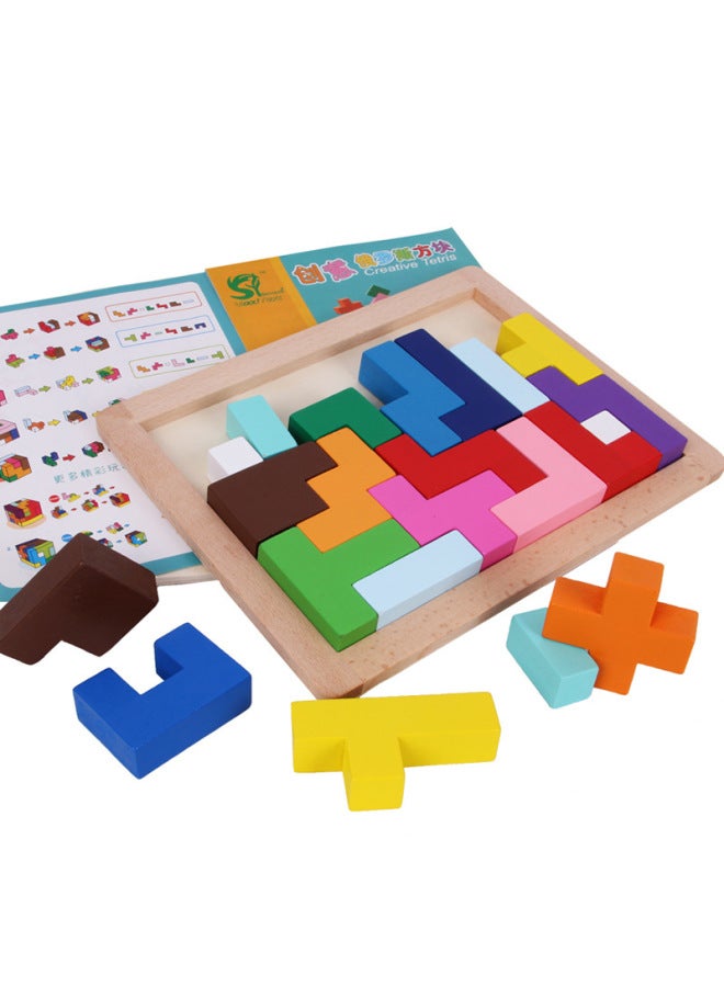 أحجية الصور المقطوعة للأطفال ألعاب تعليمية أحجية إبداعية تتريس لرياض الأطفال للأولاد والبنات مكعبات بناء لتطوير الذكاء - اللون: تتريس إبداعية - Image 3