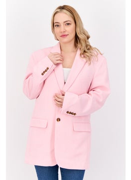 ESPRIT Women Oversized Fit Plain Semi Formal Blazer, Pink  - Image 1