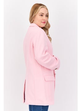 ESPRIT Women Oversized Fit Plain Semi Formal Blazer, Pink  - Image 4