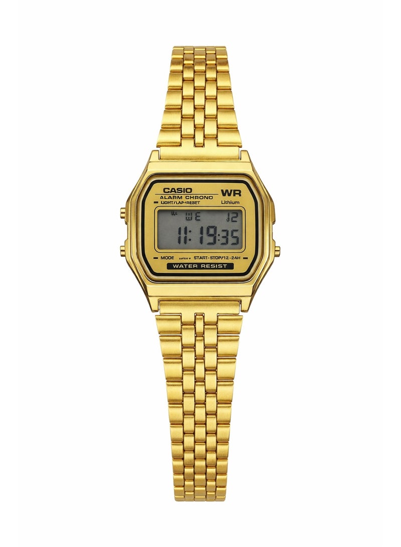 ساعة كاسيو الذهبية الرقمية - ساعة كرونوغراف مع منبه بتصميم كلاسيكي عتيق | نمط ريترو كلاسيكي