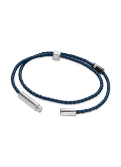 CERRUTI 1881 Massimo Stainless Steel and Navy Leather Bracelet for Men  - Image 3