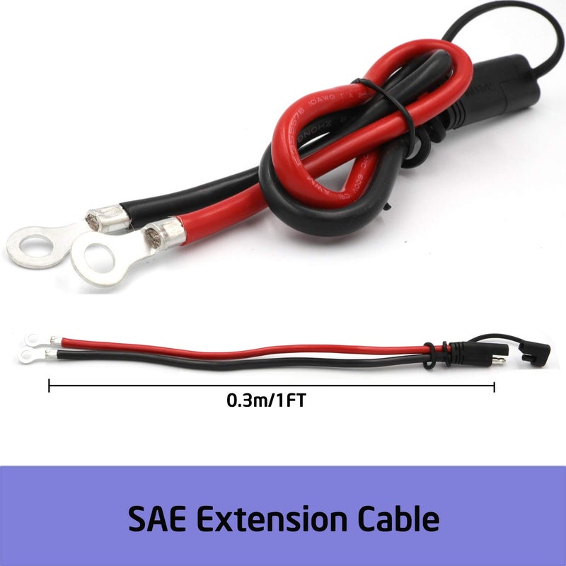 iMESTOU 10AWG SAE to O Ring Terminal Harness 2 Pin Quick Disconnect Plug 1 Feet - Image 3