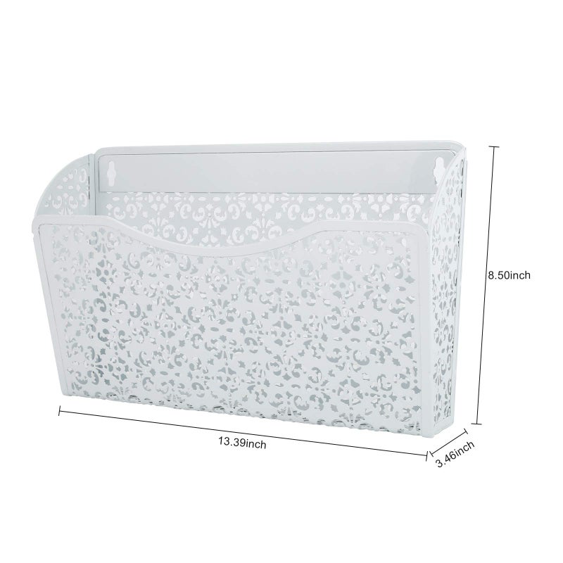 EasyPAG 3 Pack Hollow Design Wall-Mounted File Organizer - Heavy Duty Metal, Vertical Space Saving, Letter Size Single Pocket Holder for Office, Home, School, White - Image 4
