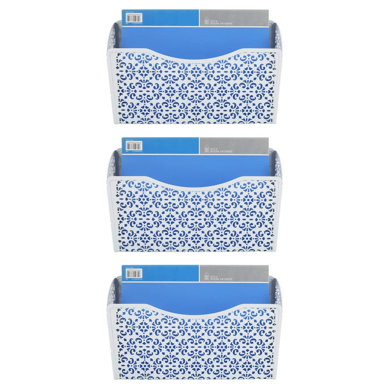 EasyPAG 3 Pack Hollow Design Wall-Mounted File Organizer - Heavy Duty Metal, Vertical Space Saving, Letter Size Single Pocket Holder for Office, Home, School, White - Image 1