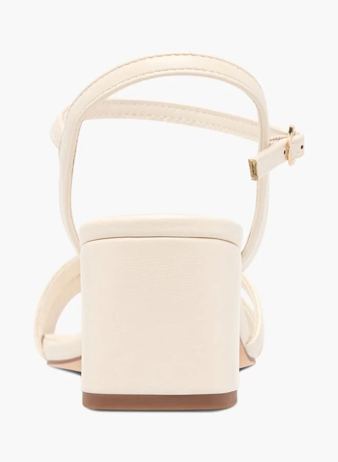 Celeste Women's Logo Detail Sandals with Block Heels and Buckle Closure