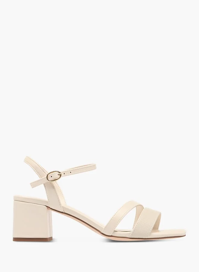 Celeste Women's Logo Detail Sandals with Block Heels and Buckle Closure