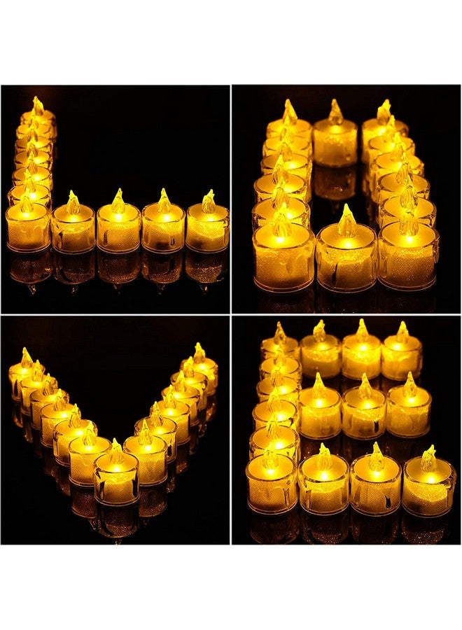 True Decor 48PC Acrylic Flameless & Smokeless Melted Design Crystal LED Candles for Home Decoration||LED Tealight Candles for Christmas & Diwali Pack of 48 (Yellow) - Image 5