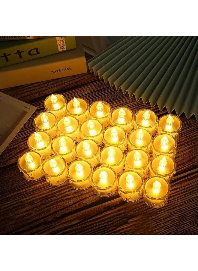 True Decor 48PC Acrylic Flameless & Smokeless Melted Design Crystal LED Candles for Home Decoration||LED Tealight Candles for Christmas & Diwali Pack of 48 (Yellow) - Image 3