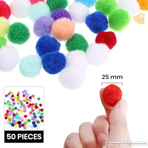 Paraspapermart 50 Pieces Mixed Color Felt Balls Pompom Ball Pom Pom for DIY Sewing Crafts Jewelry Making - Multicolor, 25mm, Felt - Image 2