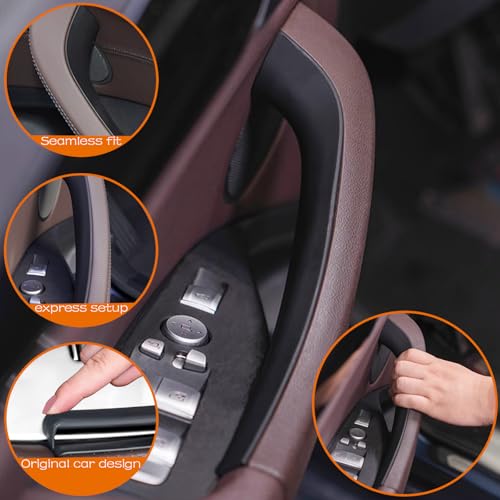 CHUANGHUI 4PCS Car Door Pull Cover Fit for BMW X3 G01 2018-2023, X4 G02 2019-2024 Interior Door Handle Protective Decorate Covers 20i 30i 30e (Black) - Image 3