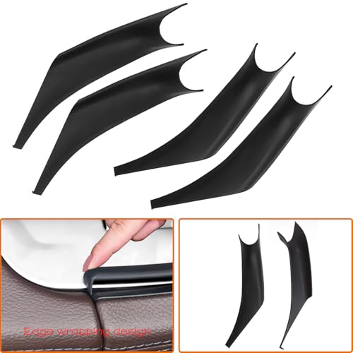 CHUANGHUI 4PCS Car Door Pull Cover Fit for BMW X3 G01 2018-2023, X4 G02 2019-2024 Interior Door Handle Protective Decorate Covers 20i 30i 30e (Black) - Image 4