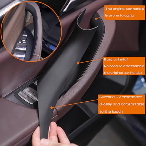 CHUANGHUI 4PCS Car Door Pull Cover Fit for BMW X3 G01 2018-2023, X4 G02 2019-2024 Interior Door Handle Protective Decorate Covers 20i 30i 30e (Black) - Image 2