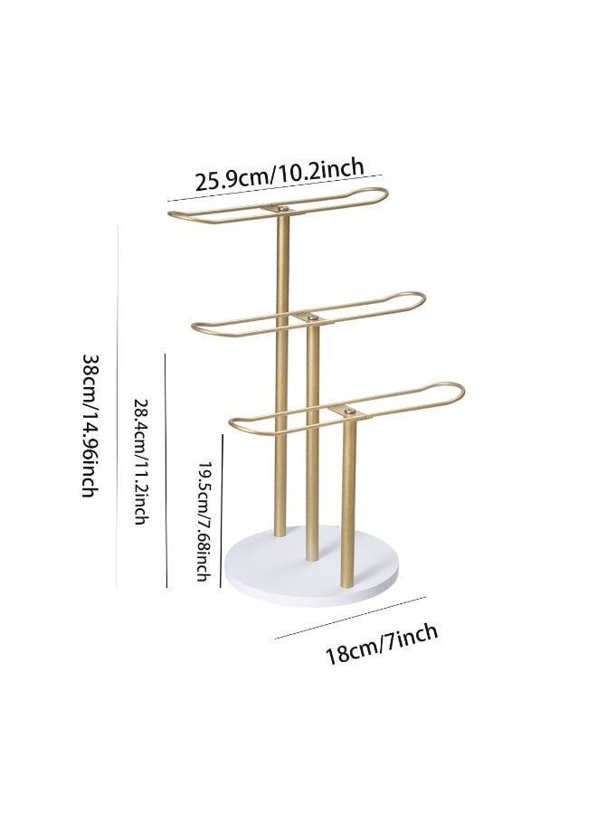 Anmi 3-Tier Headband Holder Organizer, Metal Hair Hoop & Hair Rope Display Stand | Storage for Bracelets, Bangles, Hairbands | Girls Women Bedroom Decor, Gold - Image 4