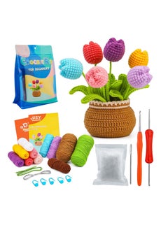 Arabest Crochet Kit for Beginners, Crochet Kits for Adults,DIY Cartoon Dolls, Material Package Sets, Hand Crochet, Multicolor Tulips  - Image 1