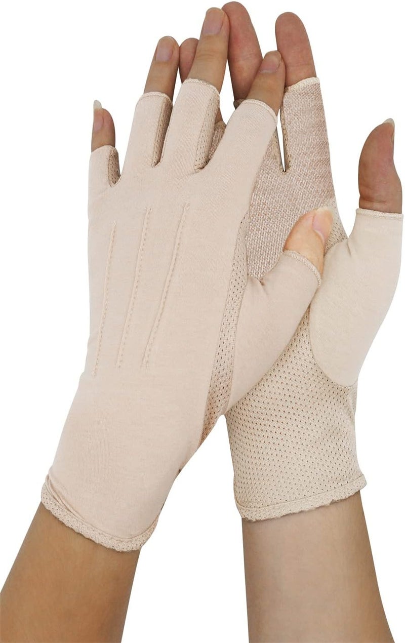 Bienvenu Men's Summer UV Protection Half Finger Outdoor Gloves - Khaki - Image 2
