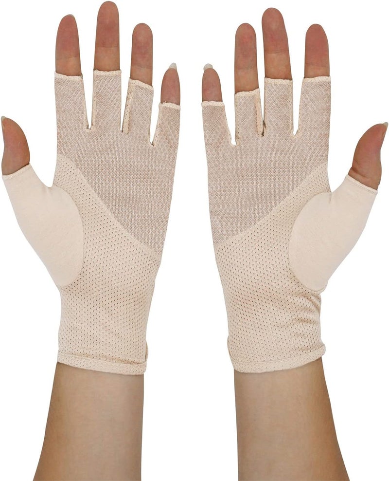 Bienvenu Men's Summer UV Protection Half Finger Outdoor Gloves - Khaki - Image 3