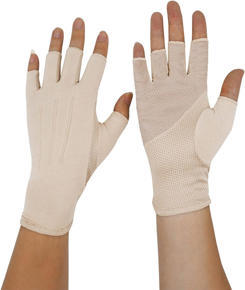 Bienvenu Men's Summer UV Protection Half Finger Outdoor Gloves - Khaki - Image 1