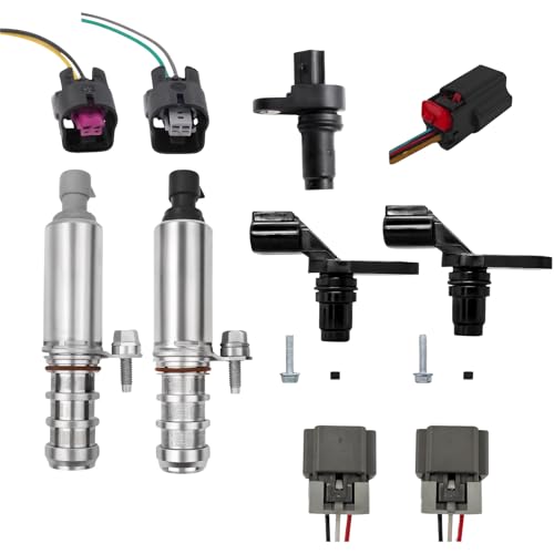 AUTO OCCASION VVT Intake & Exhaust Camshaft Position Actuator with Crank/Camshaft Sensor Wiring Harness Kit Compatible with Buick GMC Pontiac Chevrolet Saab Saturn 12655420 12655421 12577245 12588992 - Image 1