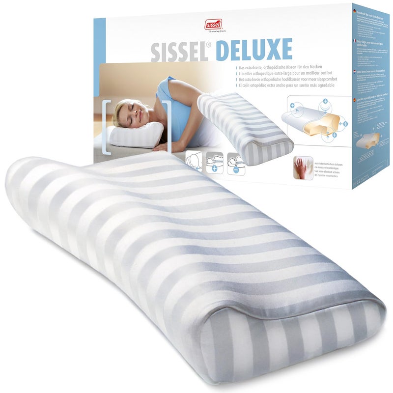 SISSEL Soft Deluxe Neck Pillow | Washable Satin Cover at 104�F | Viscoelastic Foam | Extra Wide & Height Adjustable | Optimal Sleeping Comfort | Made in Sweden | 24.8 x 13 inches | 5-Year Warranty - Image 4