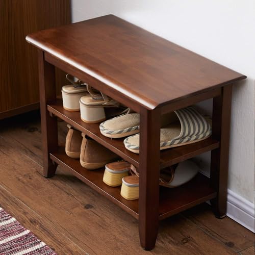 Streem Solid Wood 2 Tier Shoe Rack, Shoe Storage Organizer for Front Door Entrance, Entryway, End of Bed Bench for Entry, Bedroom, Closet, Living Room, Hallway (60 CM) - Image 1