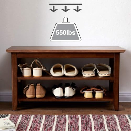 Streem Solid Wood 2 Tier Shoe Rack, Shoe Storage Organizer for Front Door Entrance, Entryway, End of Bed Bench for Entry, Bedroom, Closet, Living Room, Hallway (60 CM) - Image 5