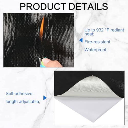 Hicarer 12 x 118 Inches Thermal Heat Shield Barrier Adhesive, Aluminized Fiberglass Heat Shield Resistant Material Tape for Auto Use, House, Barbecue, Christmas - Image 4