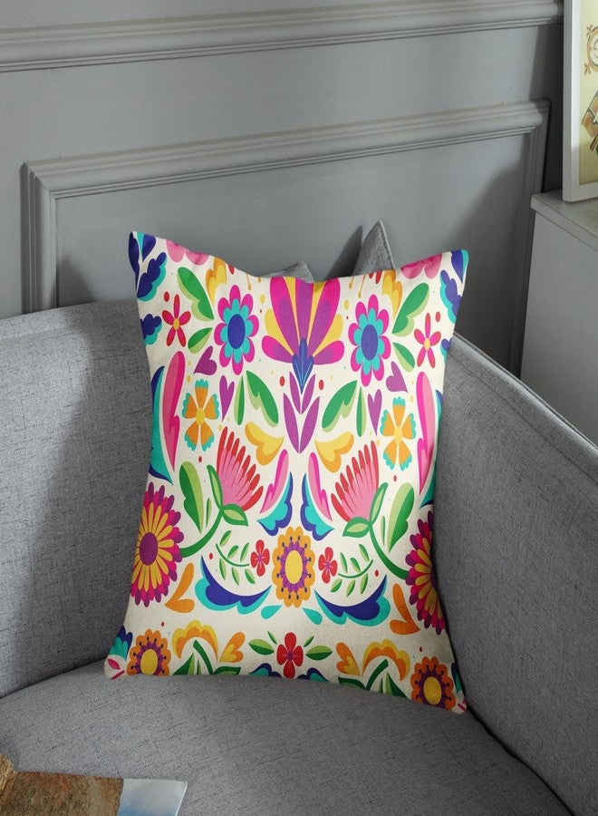 Sanwarm Throw Pillow Covers Home Decor Set of 4 Pillow Cases Decorative 18 x 18 Inches Cushion Couch Sofa Pillowcases Mexican Colorful Ethnic Birds Flowers - Image 5